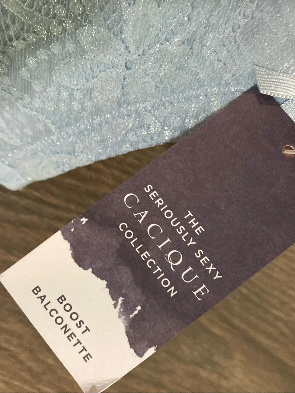 Cacique Boost Balconette Bra Light Blue Lace With Pantie Set Size 42F 18/20